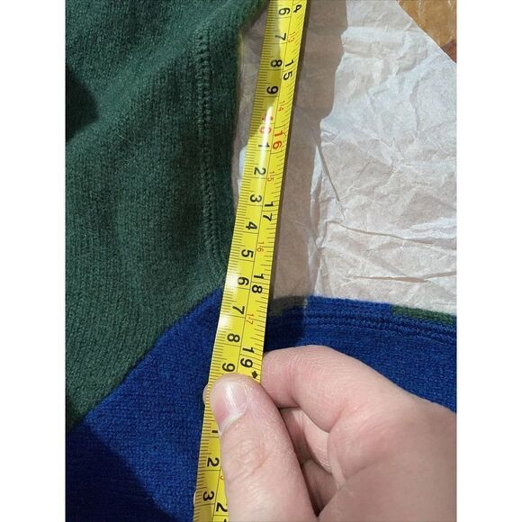 Peak To Plateau NWT Yak Wool Striped Crewneck Blue & Green Anti-Itch Sweater - Picture 7 of 7